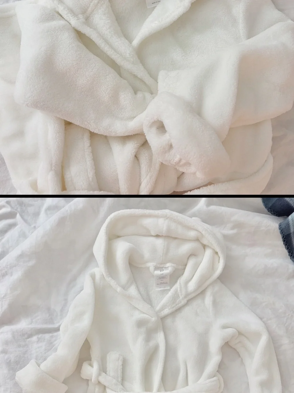 GAP Kids Plush Hooded Robe in White